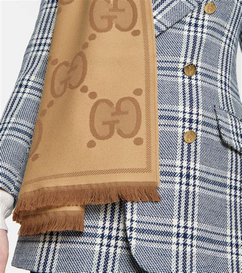 gucci gg border bouquet scarf|gg wool jacquard scarf.